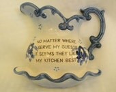 Vintage wall pocket blue white washstand set made in Japan