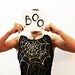 Men Tank Hand Painted Web neon black white Size M