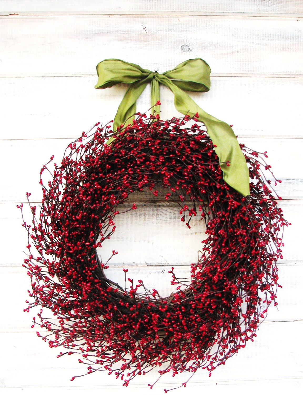 Scented BAKED APPLE PIE Door Wreath-Red Berry Wreath-Summer Door Wreath-Custom Choose your Scent and Ribbon