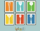 Kitchen Prints, Cooking Time, Set of 6- 8.5X11 Inches, Choose colors and custom sizes, Gift for Cooks, Newlyweds Gift, Wedding