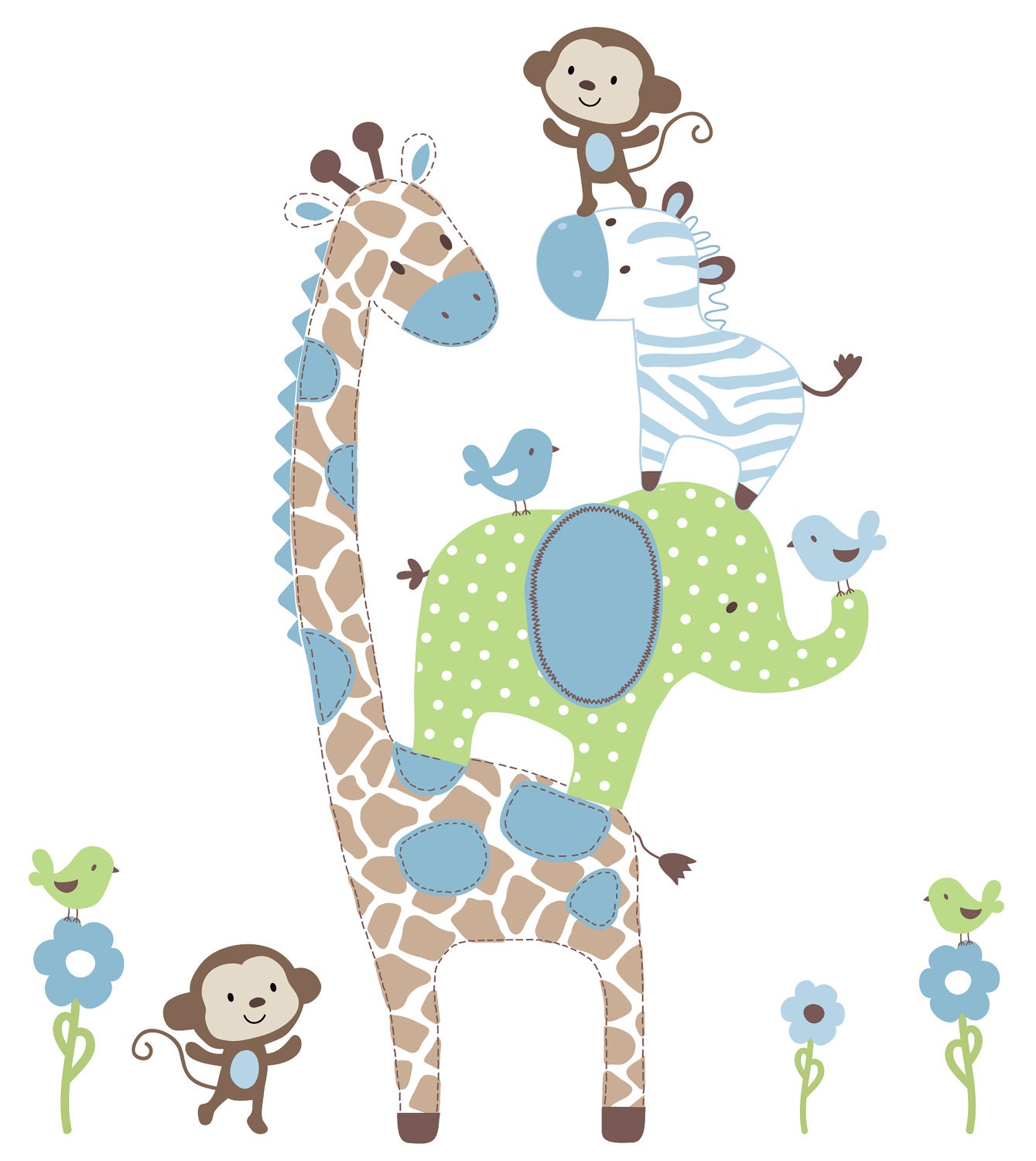 Boys Jungle Animals Decals Vinyl Wall Art Decal by WhimsyWallArt