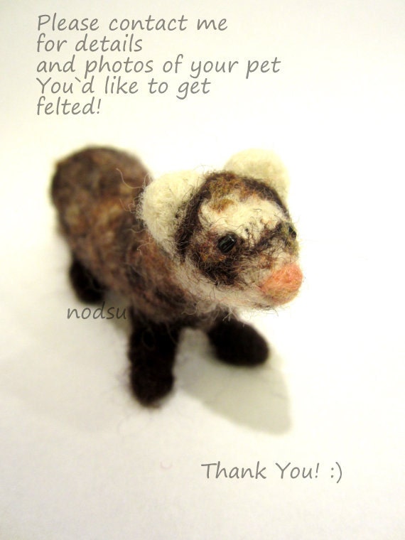 Miniature needle felted pet soft sculpture dog cat ferret bird replica meme MADE TO ORDER