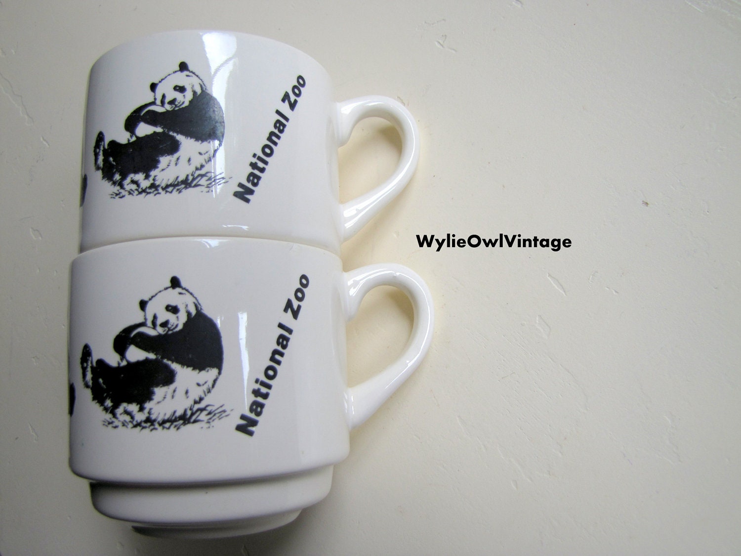 Vintage National Zoo Stackable Coffee Mugs 1980s