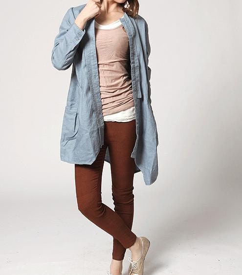 Linen Irregular single breasted long shirt