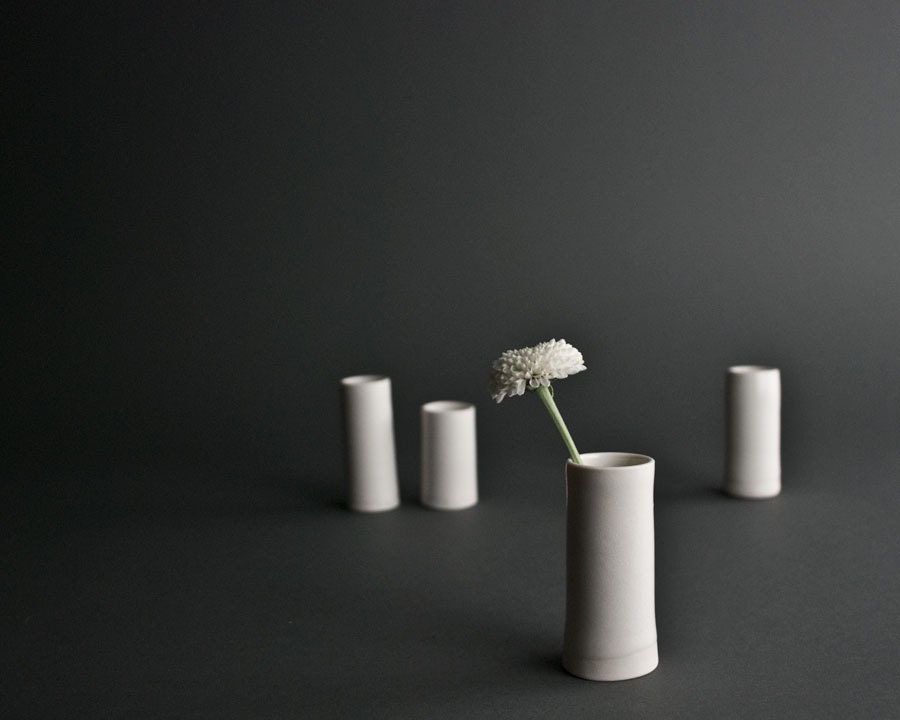 Porcelain Vases - Set of Four Small Handmade Bud Vases