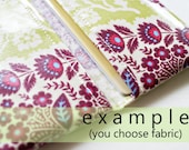 Two pocket card holder in choice of any laminated cotton fabric
