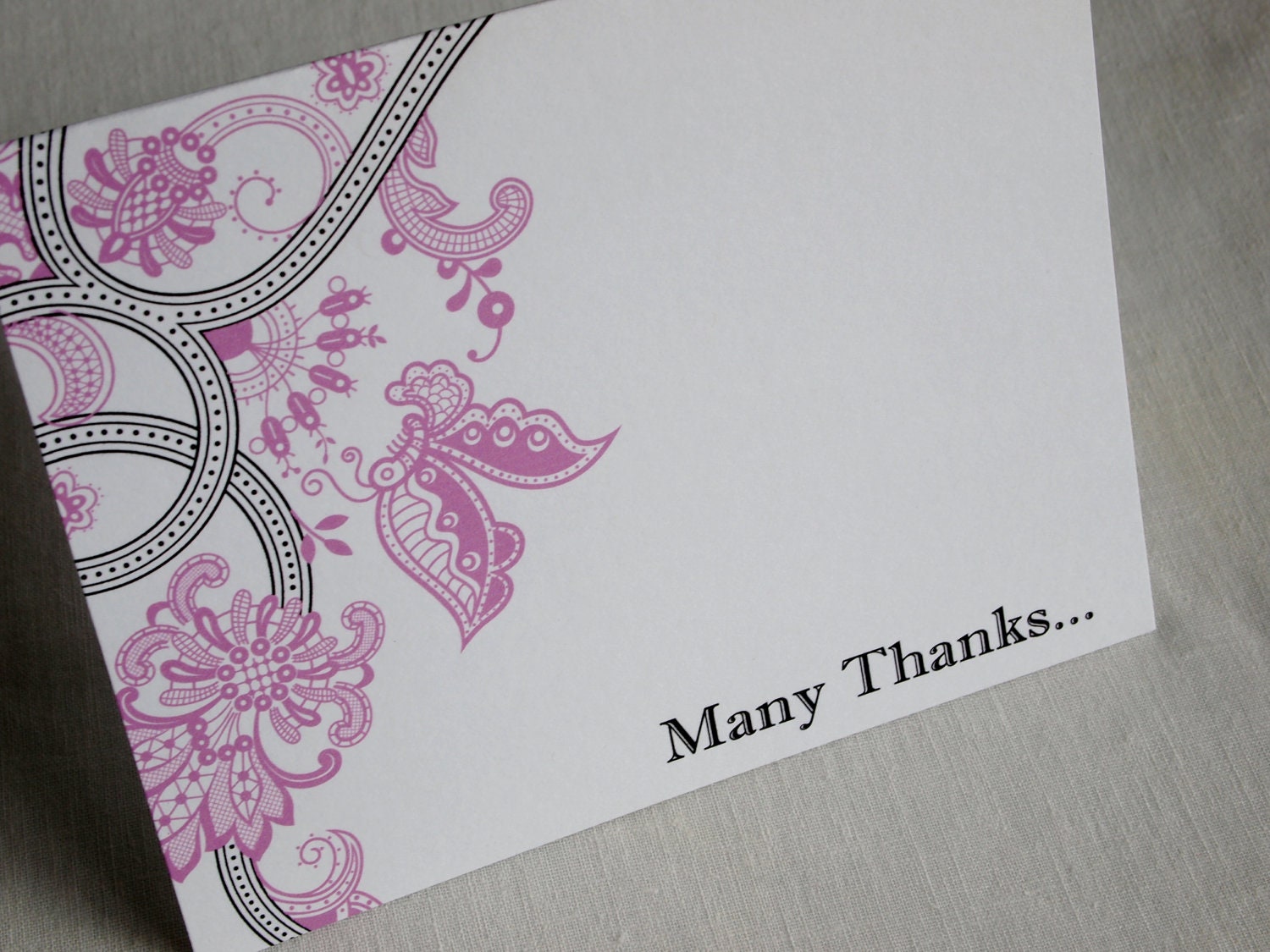 Flowers and Swirls Thank You notes - 15 cards - Great gift for shower, wedding - colorful spring theme