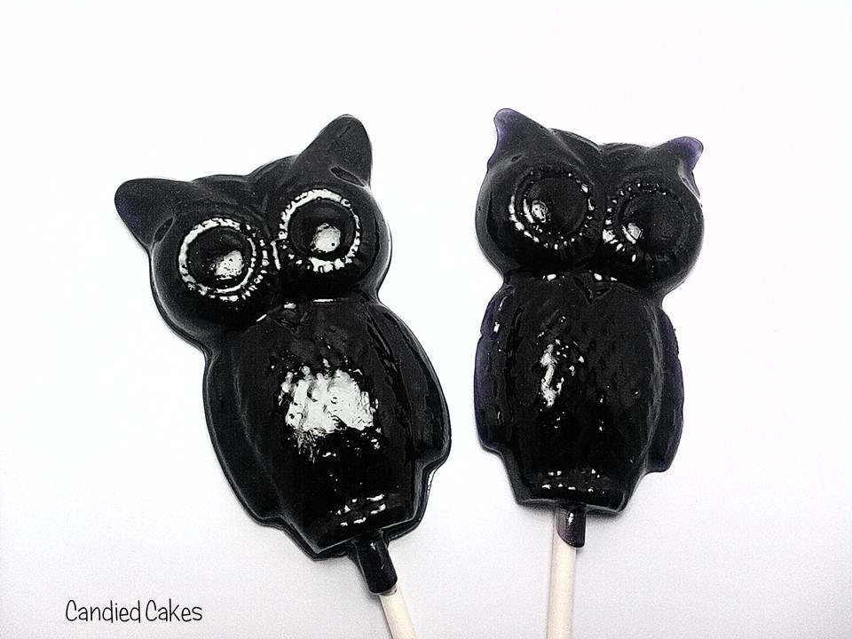 Buy 5 Get 5 Free -  BLACK OWL LOLLIPOPS - Perfect for Halloween - Hard Candy