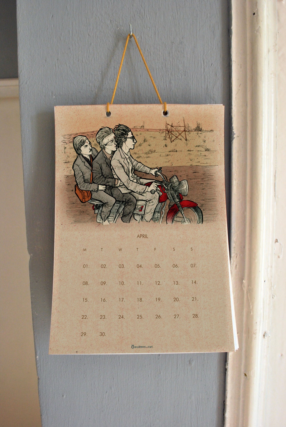 2013 Calendar Wes Anderson drawing illustration poster comic wall calendar Bill Murray