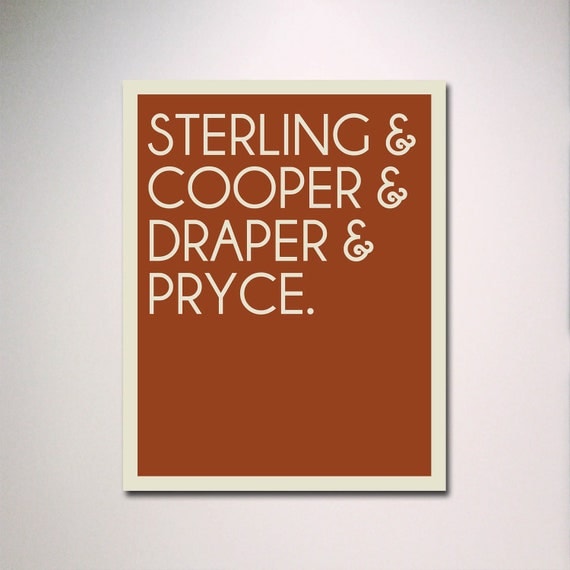 MADMEN Typography / Sterling Cooper Draper Pryce 11" x 14" Poster Print / Office Art
