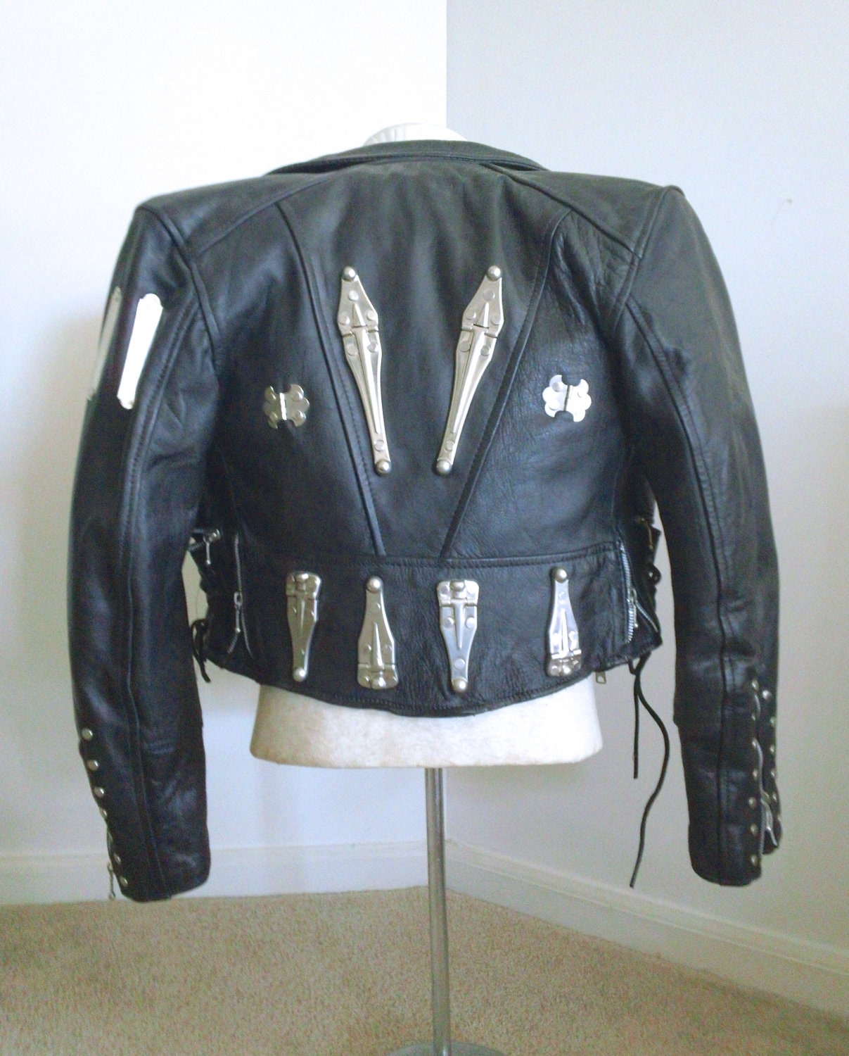 Vintage Leather Motorcycle or Biker Jacket Rocker Mod Retro Rockabilly