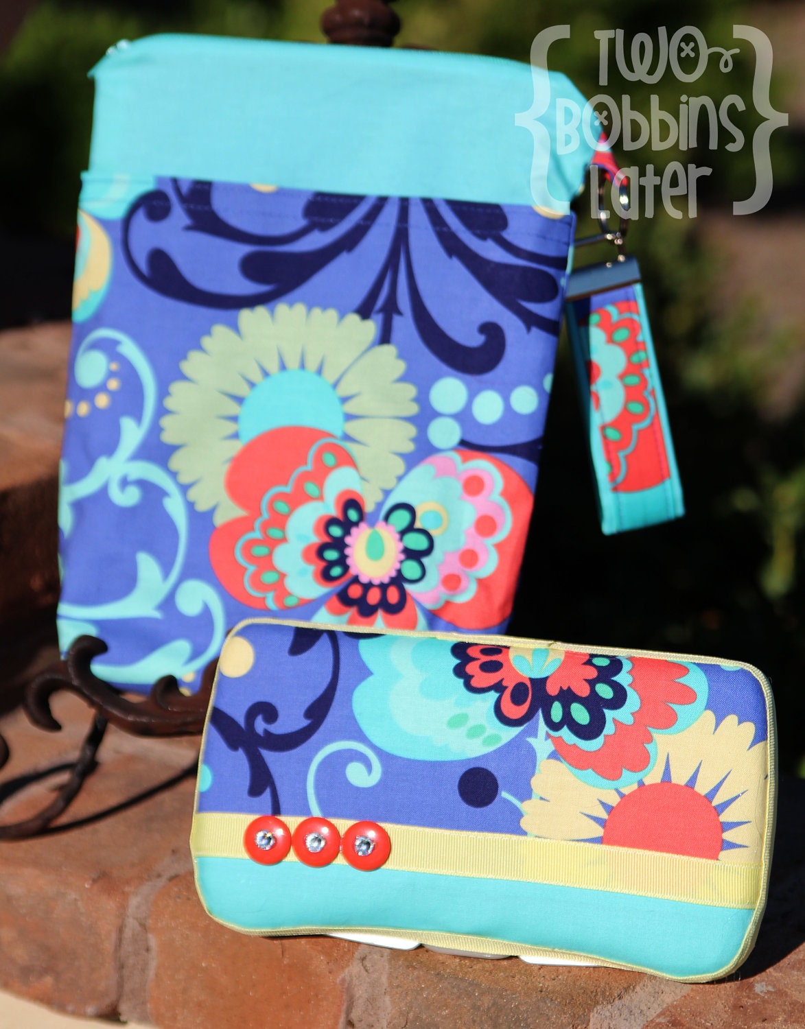 Travel Diaper Changing Set (Girl) - Wet Bag & Wipes Case - Purple, Aqua, Coral, Butter - LOVE