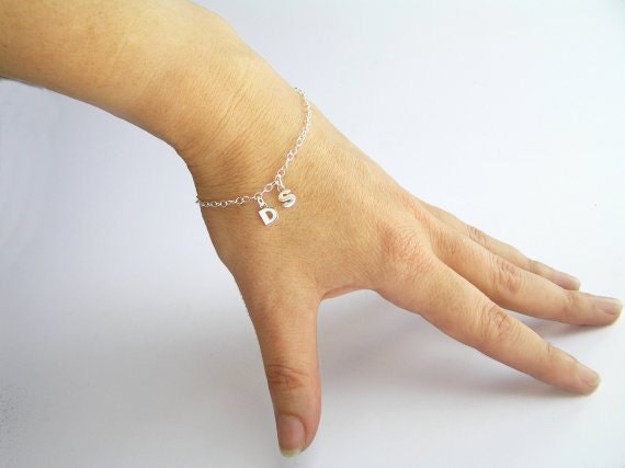 Sterling Silver Initials Bracelet - Letters Bracelet - Personalized Jewelry - Charm Bracelet