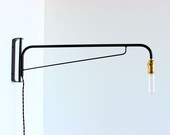 Otis light: 30" black with brass socket