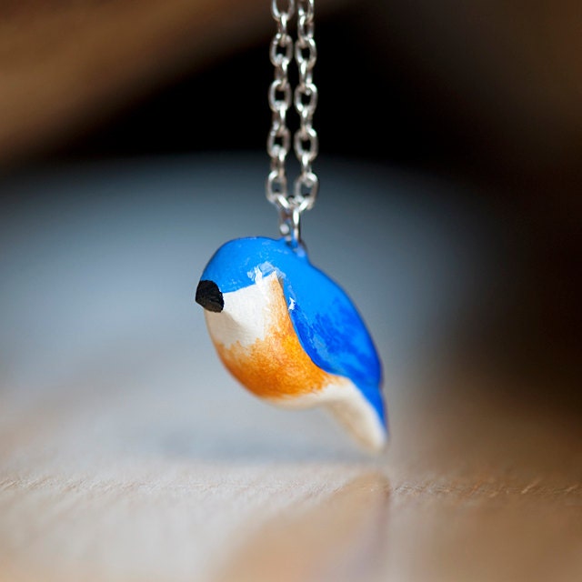 Bluebird Necklace - Le Happy Bluebird Totem by le animalé