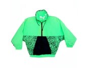 Rad 80s Neon Tribal Graphic Surf Windbreaker - S / M