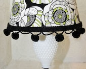Black White & lime Green upcycled Milk Glass Lamp