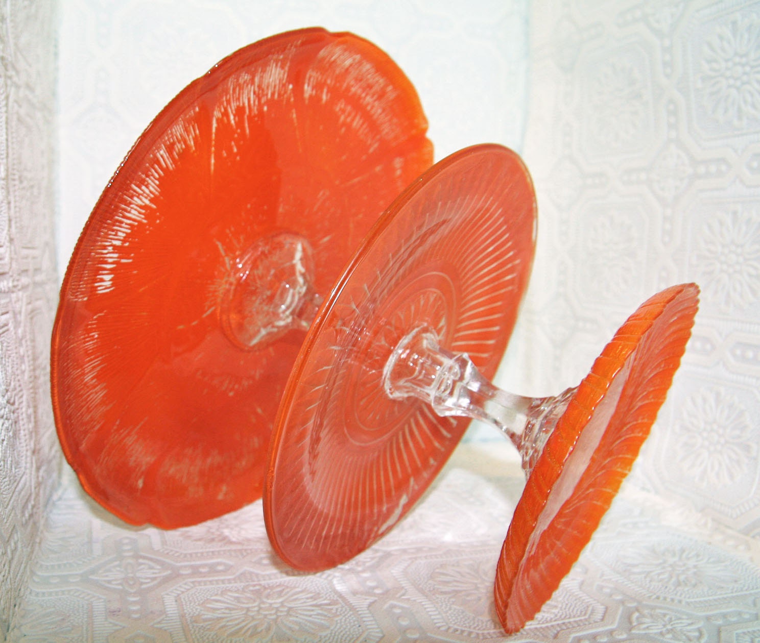 Made To Order Burnt Orange Shabby Chic 3 Tier Vintage Reclaimed Cupcake Stand Serving Platter