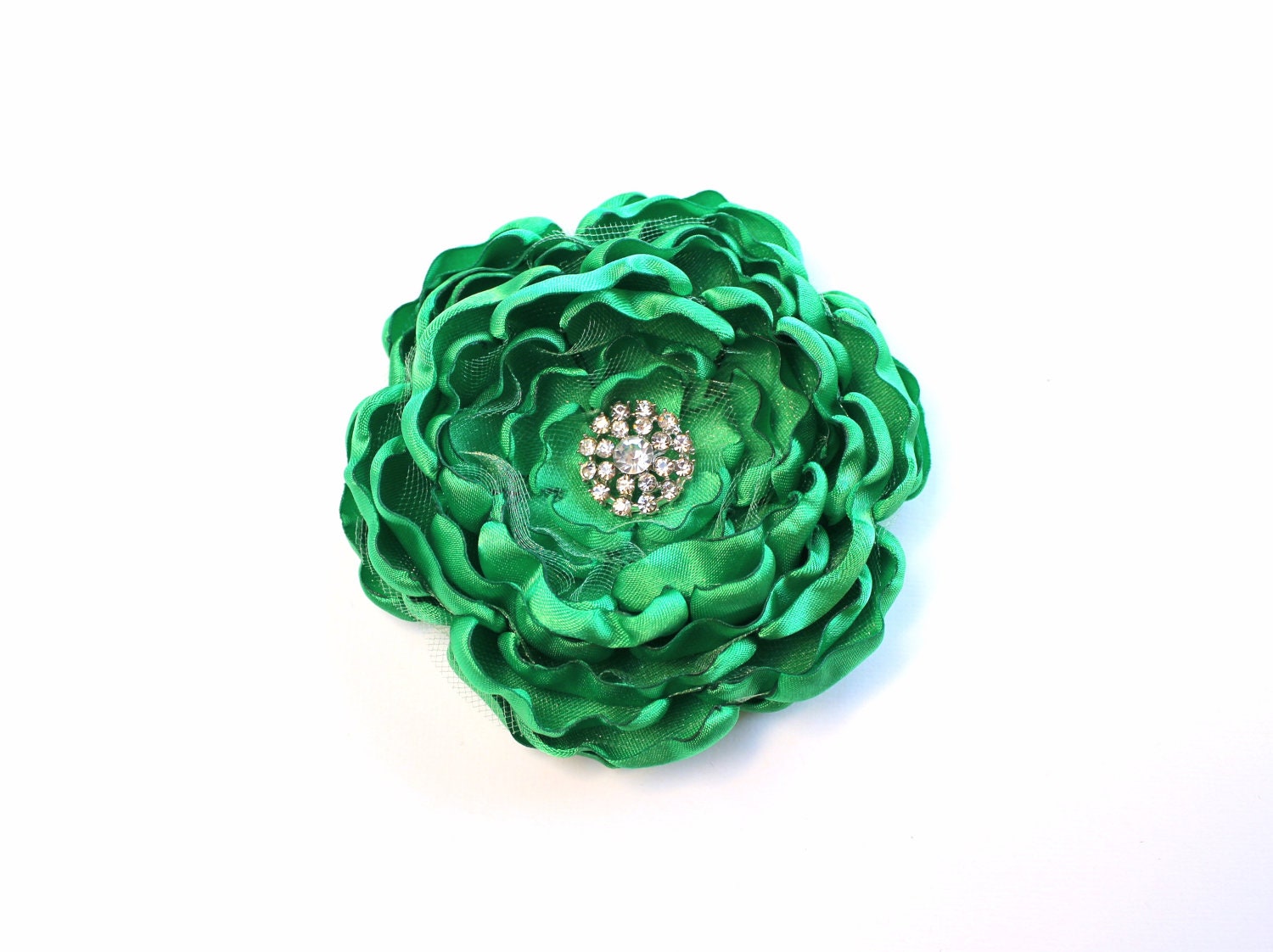 Green Flower Wedding Brooch/ Hair Clip/ Bridesmaid's Brooch/ Handmade Wedding Accessory/ Free Shipping on Additional Items