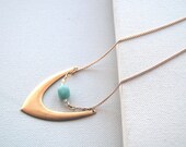 Brass Arrow and  faceted Amazonite Pendant Necklace