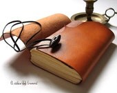 Handmade Leather Journal, Travel Journal, Notebook. Orange and Brown MEDITATIO.