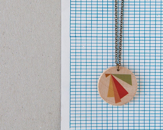 Shape 3 - illustrated wooden necklace