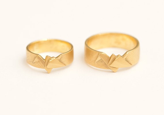Bespoke wedding rings - custom made marriage bands - original one-off Japanese design - 18k white pink yellow gold platinum