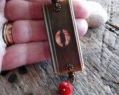 O, Brass Letter Charm, Antiqued Brass Stencil, Initial Charm