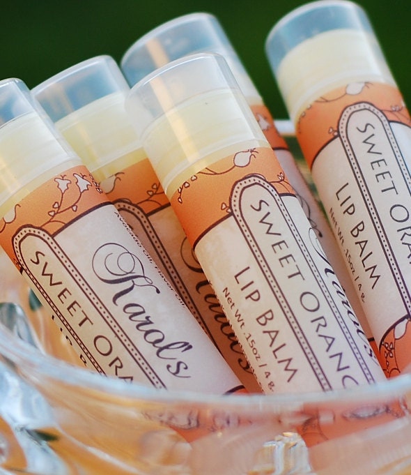 Natural Lip Balm - SWEET ORANGE Lip Balm - Vegan - Moisturizing Lip Balm