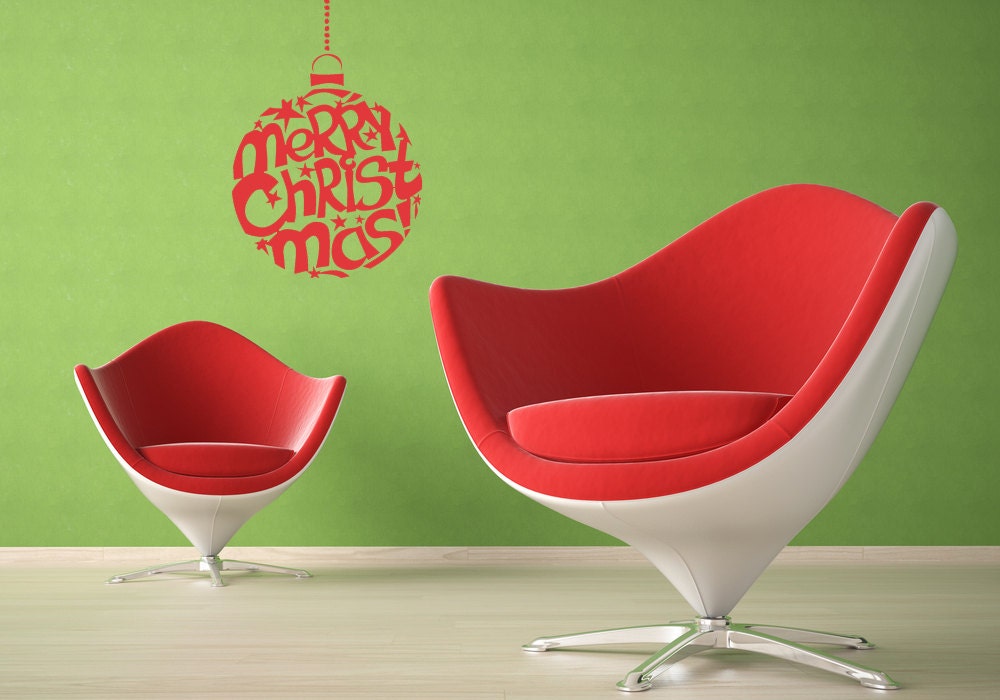 Merry Christmas Word Cloud Ornament - Decal, Sticker, Vinyl, Holiday, Home, Wall Decor