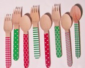 Christmas Multi Pattern Red and Green Spoons or Forks - Set of 16 Il_170x135