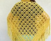 Lace Crochet Shawl with Swarovski Crystal Accents Mellow Yellow Womens Handmade - joyfulgabby
