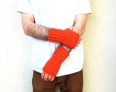 Men's Fingerless Gloves Orange Halloween Pumpkin Crochet Gifts For Guys
