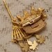 Vintage Basket of Autumn Maple Leaves with Rake Brooch Pin by KC