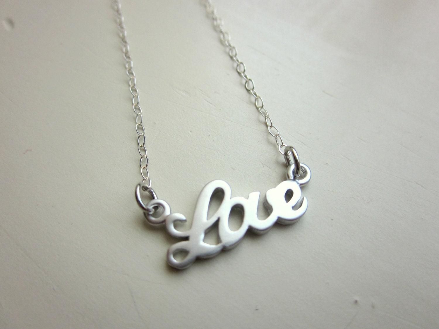 Silver Love Bracelet Charm - Sterling Silver Chain - Wedding Jewelry - Bridesmaid Jewelry - Christmas Gift - Gift Under 30