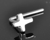 nose ring, cross nose ring, sterling silver, handmade jewelry, handcrafted jewelry, nose stud, nose piercing, nose jewelry, body jewelry