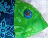 Batik Pillow - Coastal Decor - Fish Pillow - Blue and Green Decor
