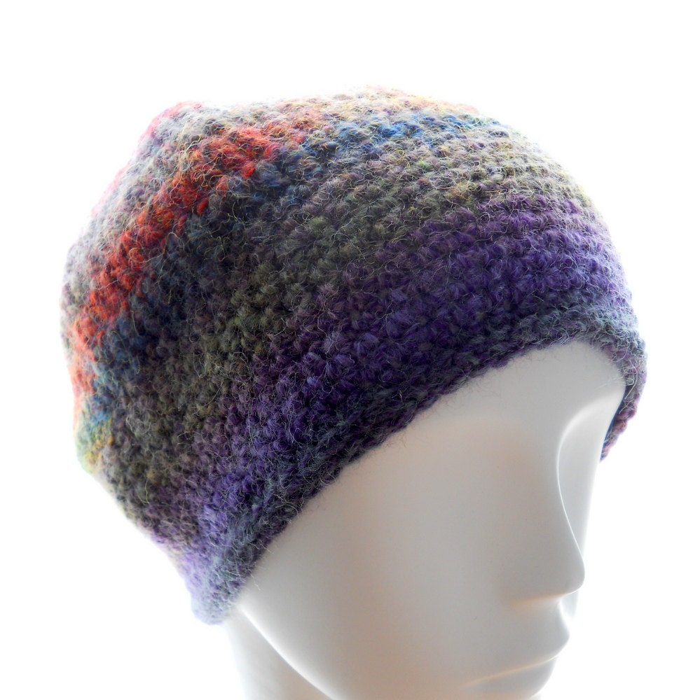 Women's wool-blend hat, wildflowers muffin-top hat, crochet beanie hat, fall fashion, winter fashion, small to medium hat