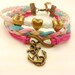 Adjustable Pink rope  infinity karma bracelet bronze anchor bracelet with love heart pendant bead women leather bracelet 1100S
