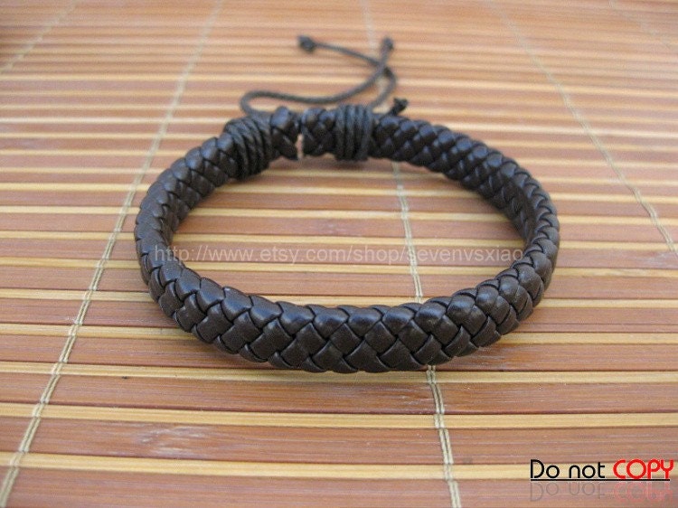 Adjustable Black  leather Cotton Rope Woven Bracelets mens bracelet cool bracelet jewelry bracelet bangle bracelet  cuff bracelet 1114S