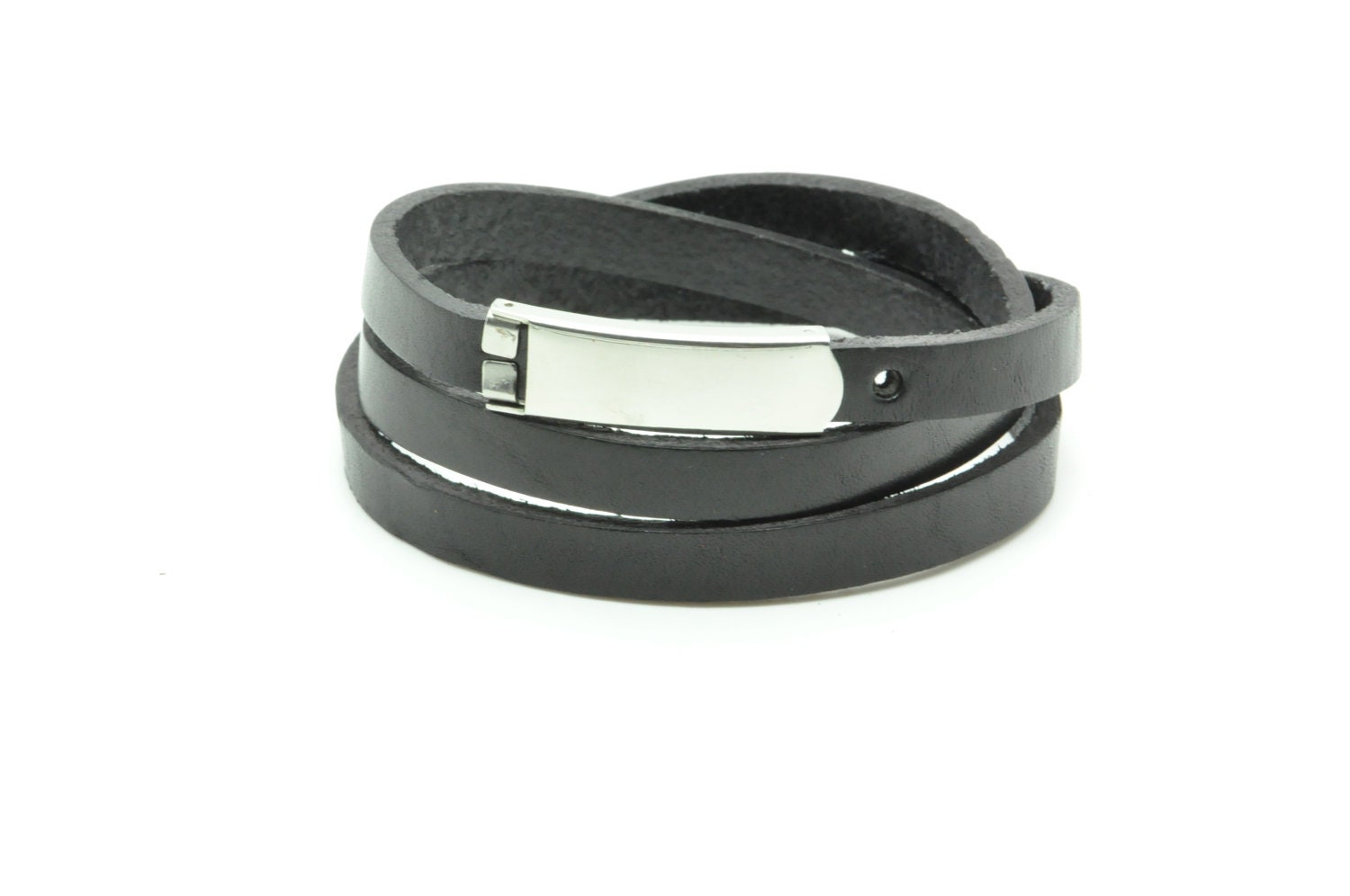 Black Leather Bracelet with Stainless Steel Lock Buckle unisex bracelet cuff bracelet Jewelry Bangle bracelet 1273S