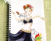 Belly Dancer Notebook " Lotus Dancer" Lined and spiral bound
