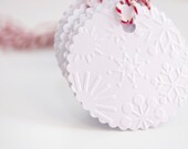 Large White Snowflake Embossed Twine Gift Wrap Holiday Tags