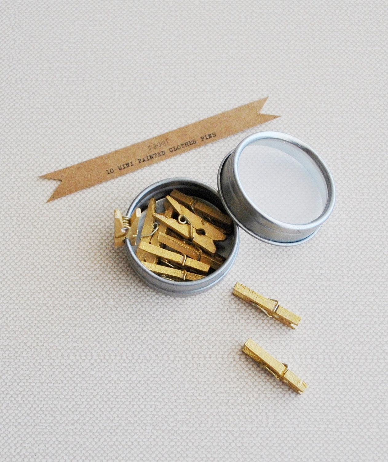mini clothes pins metallic gold 10 clothespins hand by inkkit