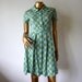 Green floral dress, 50's Vintage cotton shirtwaist.