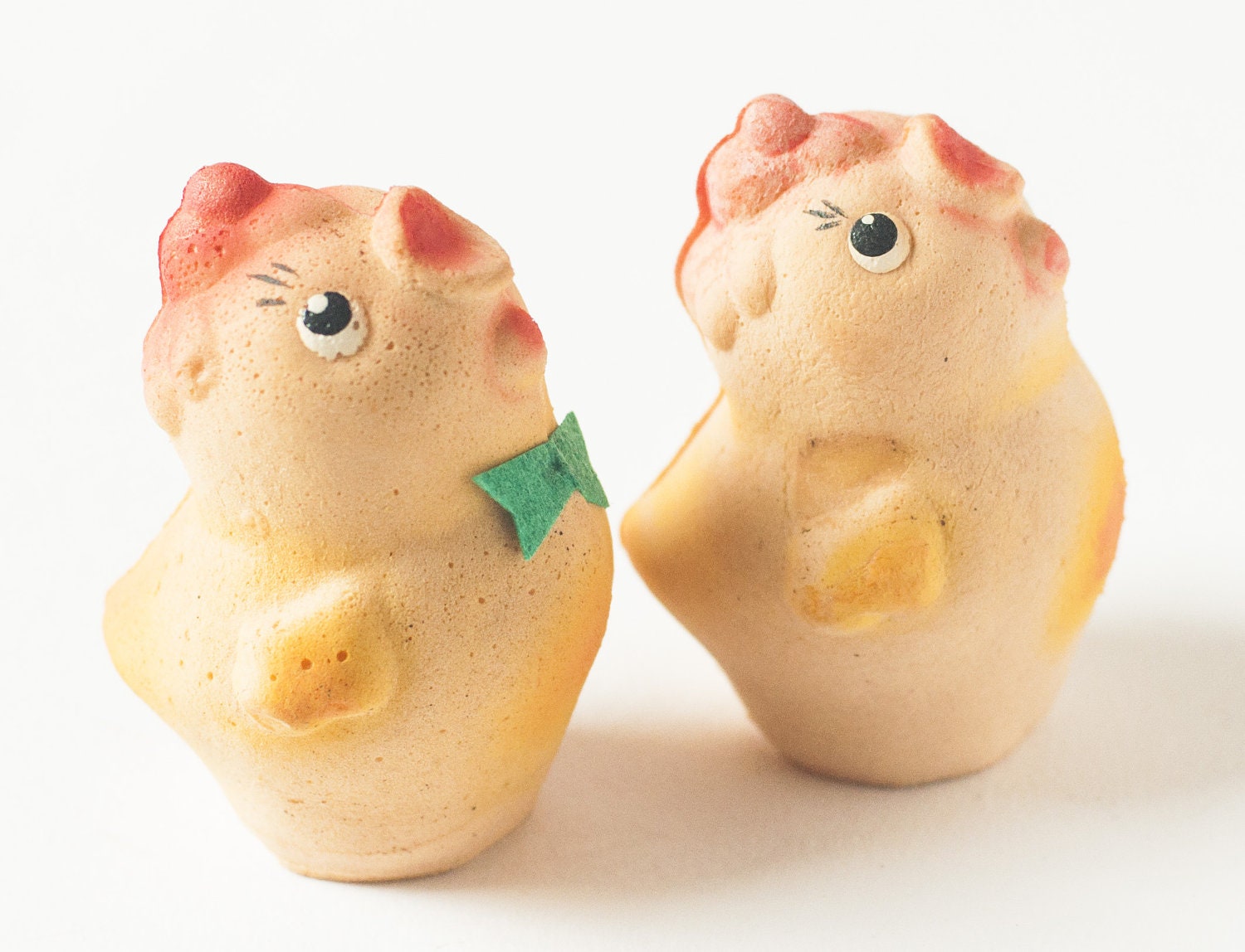 Rubber toys, chickens - curious chickens home decor - Soviet soft toys cake toppers
