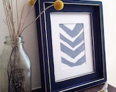 Linoleum Block Print - Light Blue Chevron 8 x 10 - TheRecoverie