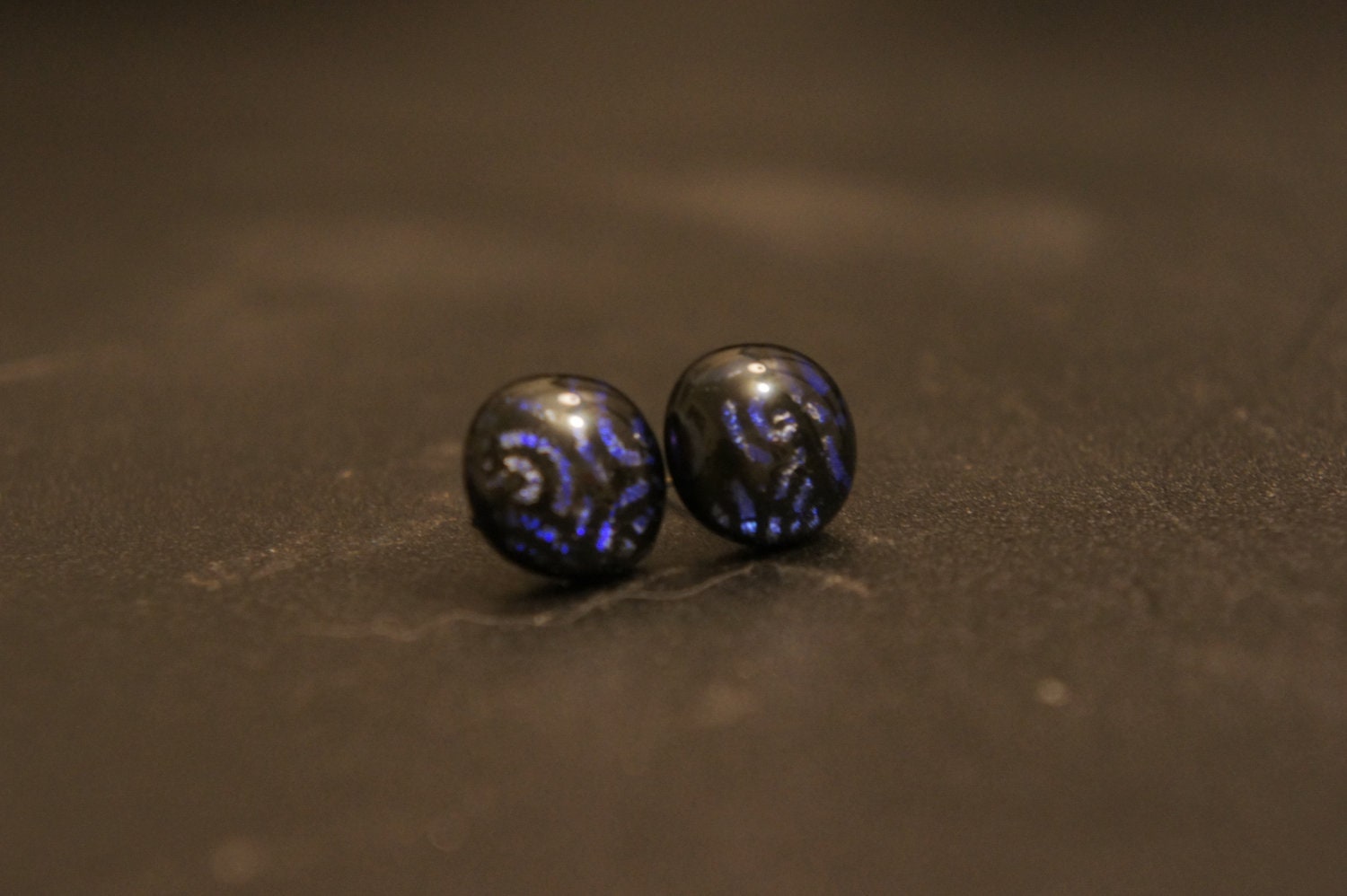 Deep Purple Swirl Dichroic Glass-Fused Earring Posts
