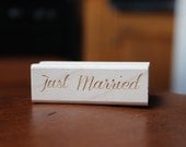 Just Married Rubber Stamp for Wedding Thank You Cards or Favors and other Handmade Paper Goods