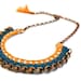 necklace teal and mint jersey mustard yarn brass chain crochet 50cm